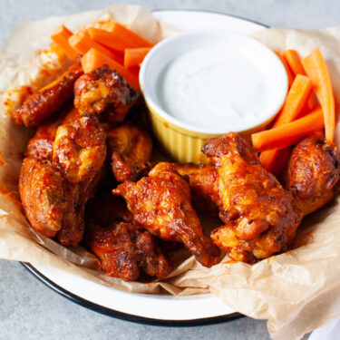 Buffalo Air Fryer Chicken Wings with Blue Cheese Dip - The Little Kitchen